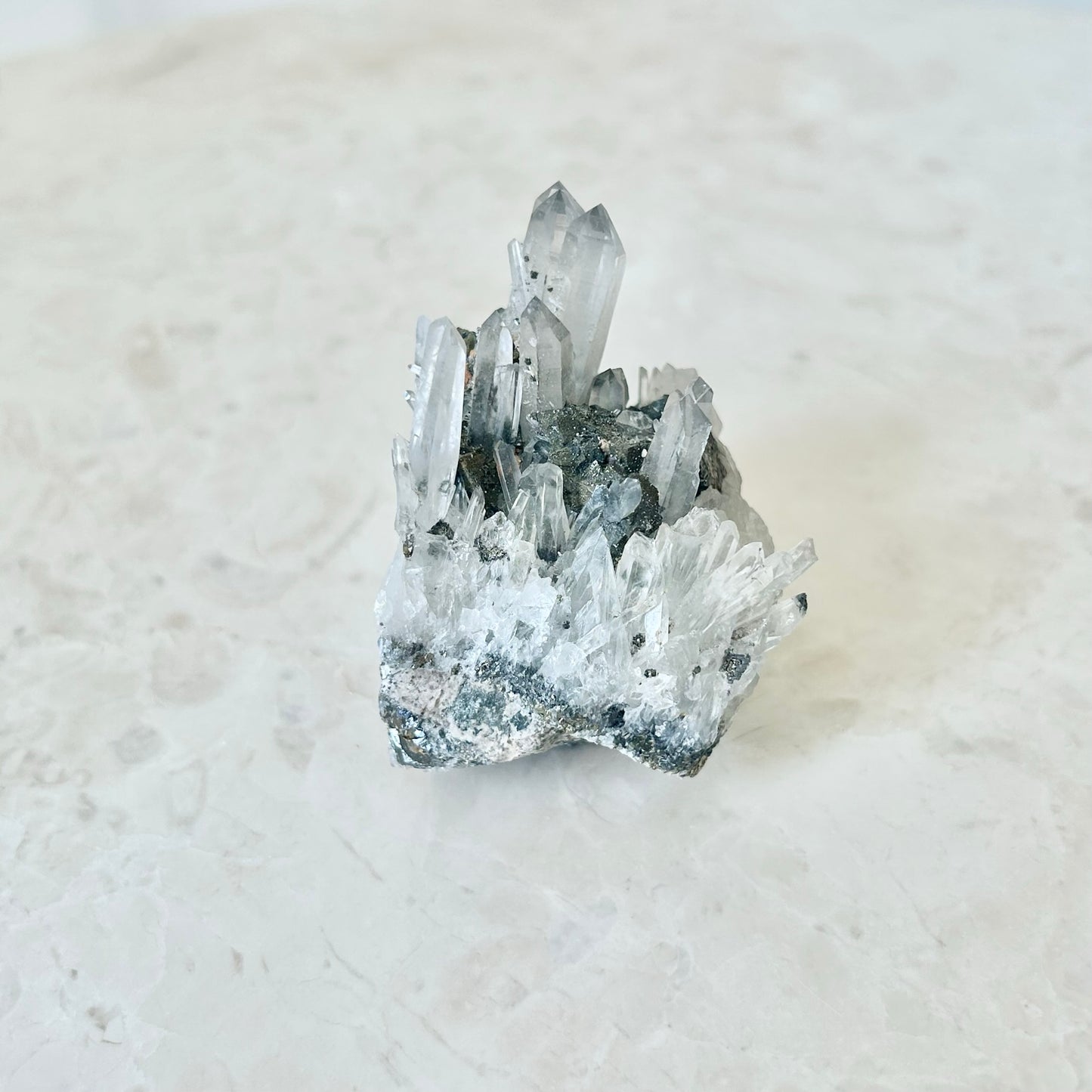 Clear Quartz with Galena and Pyrite