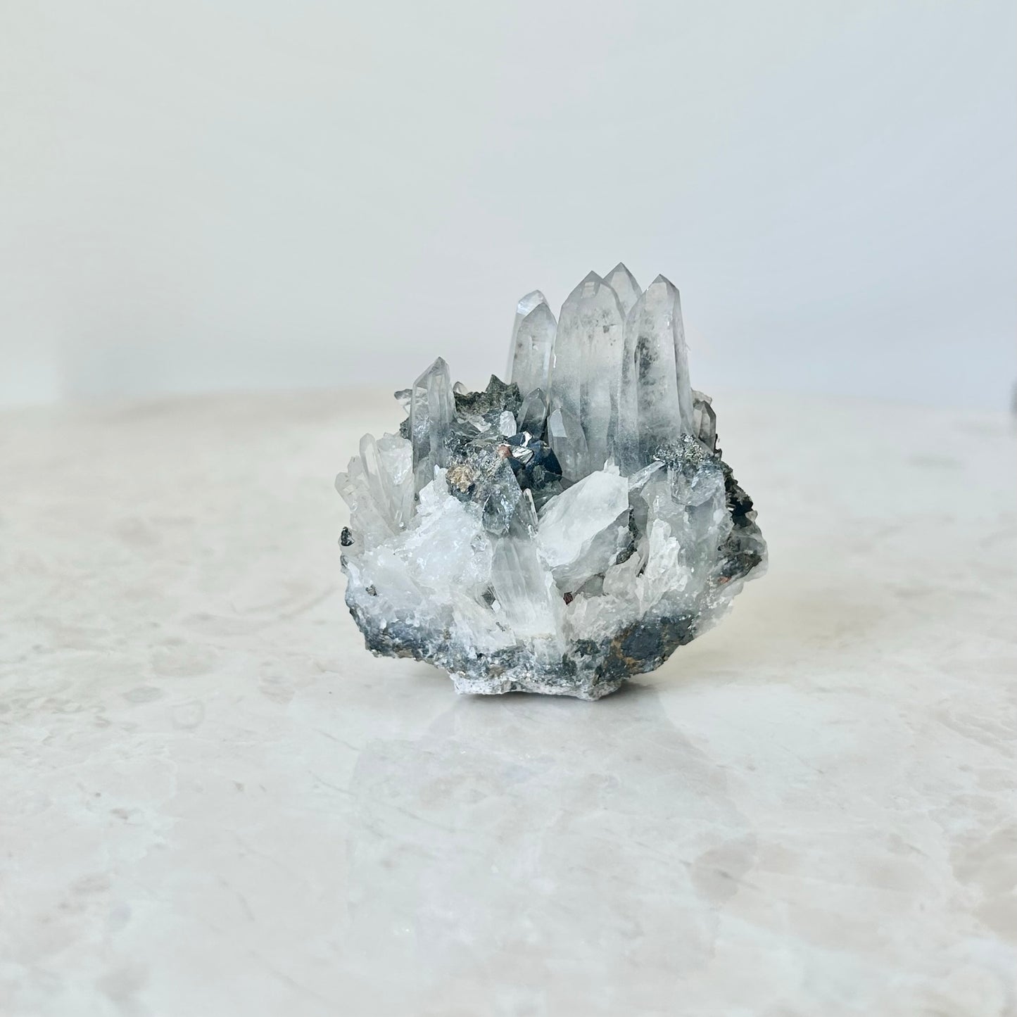 Clear Quartz with Galena and Pyrite