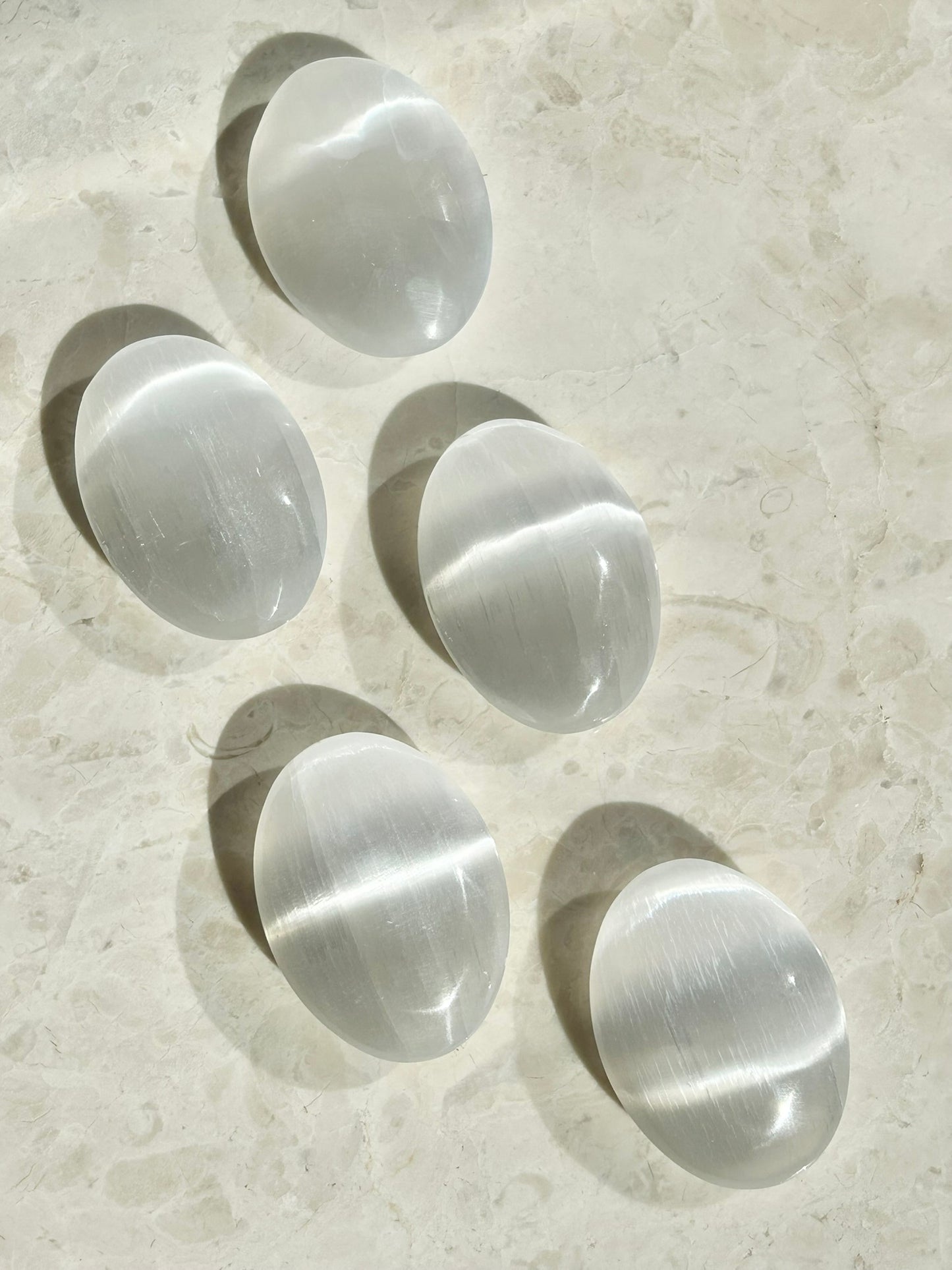 Selenite Palm Stone