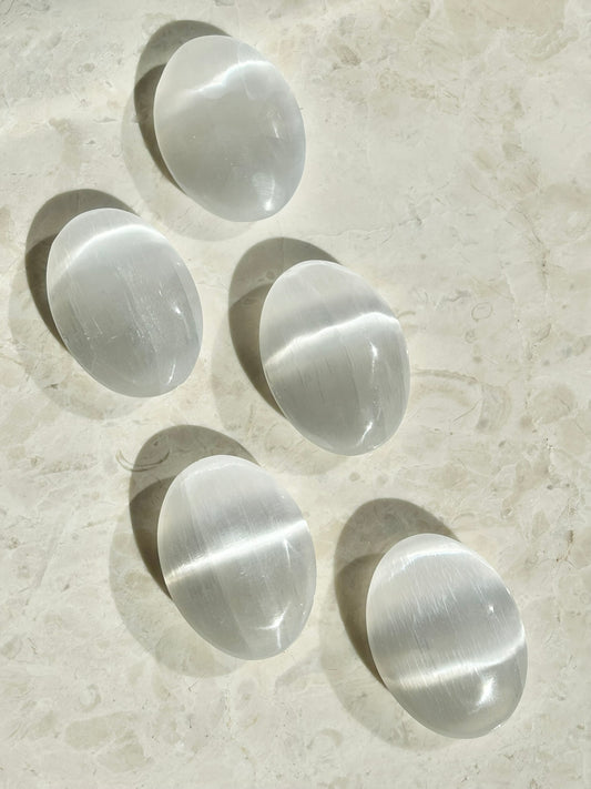 Selenite Palm Stone